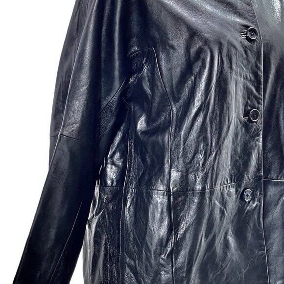 STONE MOUNTAIN Womens Black Leather Button-Up Jacket Size M - Picture 10 of 16
